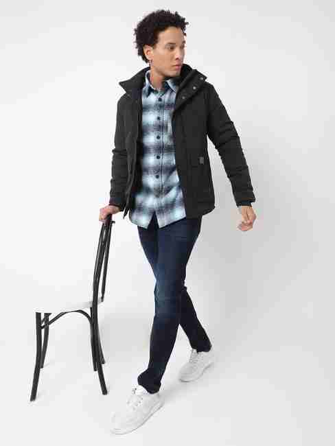 Regular Fit Full Sleeve Hooded Neck Solid Polyester Jacket