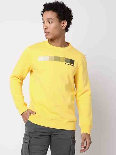GAS | Regular Fit Full Sleeve Rib Neck Graphic Polycotton Sweatshirts