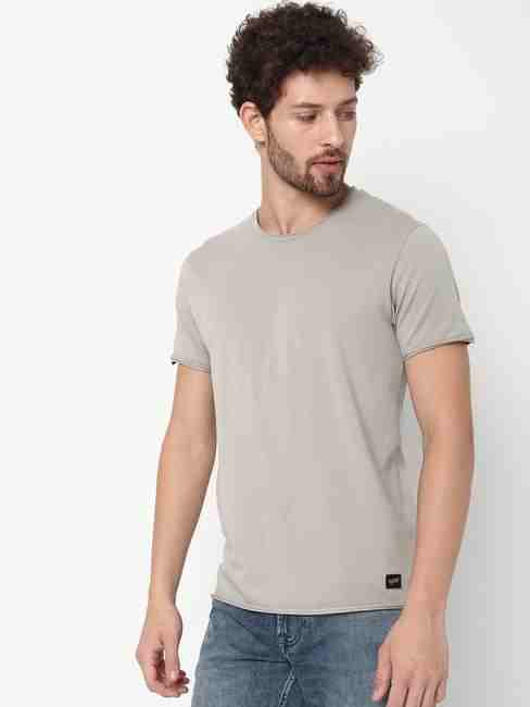 Slim Fit Short Sleeve Crew Neck Solid Cotton Lycra T-Shirt