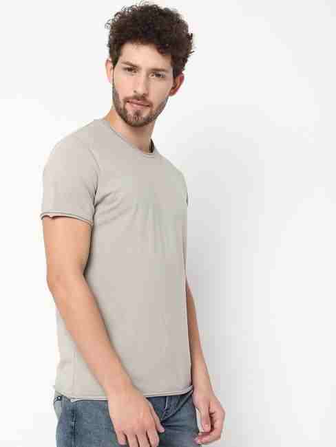 Slim Fit Short Sleeve Crew Neck Solid Cotton Lycra T-Shirt