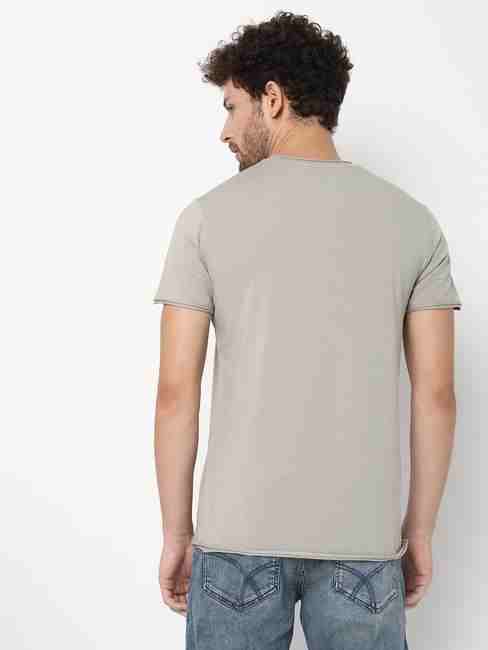 Slim Fit Short Sleeve Crew Neck Solid Cotton Lycra T-Shirt