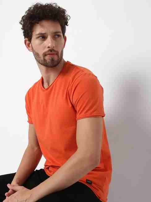 Slim Fit Short Sleeve Crew Neck Solid Cotton Lycra T-Shirt