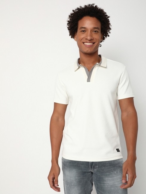 GAS | Regular Fit Half Sleeve Open Collar Solid Polycotton Polo T-Shirt