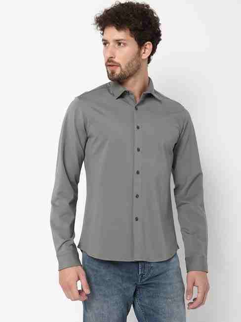 GAS | Regular Fit Full Sleeve Solid Nylon Shirts