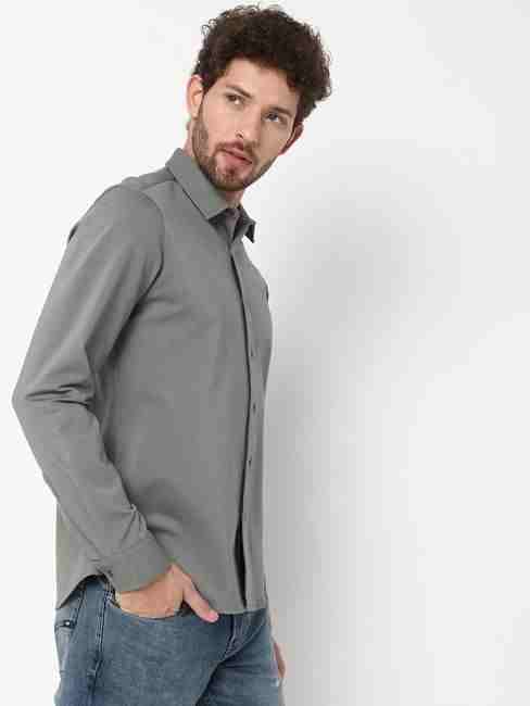 Regular Fit Full Sleeve Solid Nylon Shirts
