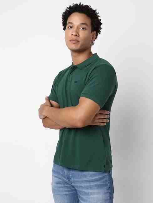 Regular Fit Half Sleeve Solid Cotton Polo T-Shirt