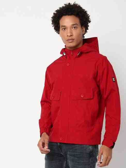 Regular Fit Full Sleeve Hooded Neck Colourblock Nylon Jacket