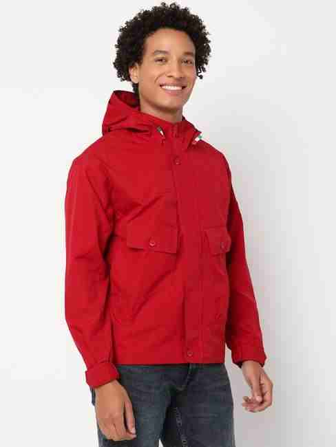 Regular Fit Full Sleeve Hooded Neck Colourblock Nylon Jacket