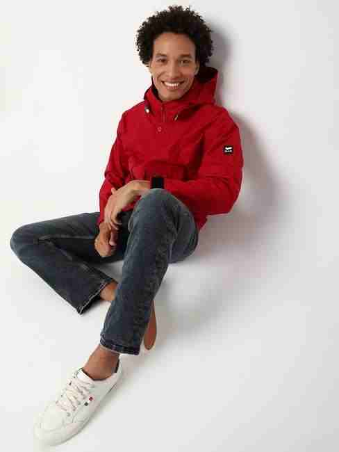 Regular Fit Full Sleeve Hooded Neck Colourblock Nylon Jacket