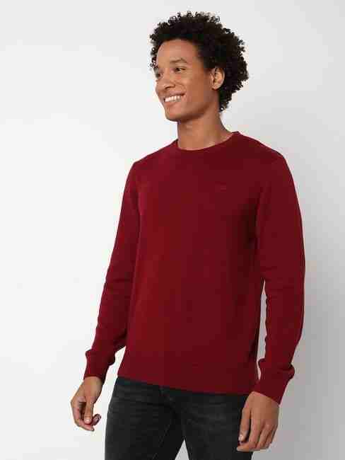 GAS | Regular Fit Full Sleeve Rib Neck Solid Cotton Sweater