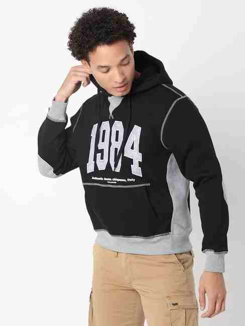 GAS | Regular Fit Full Sleeve Hooded Neck Typography Polycotton Sweatshirts