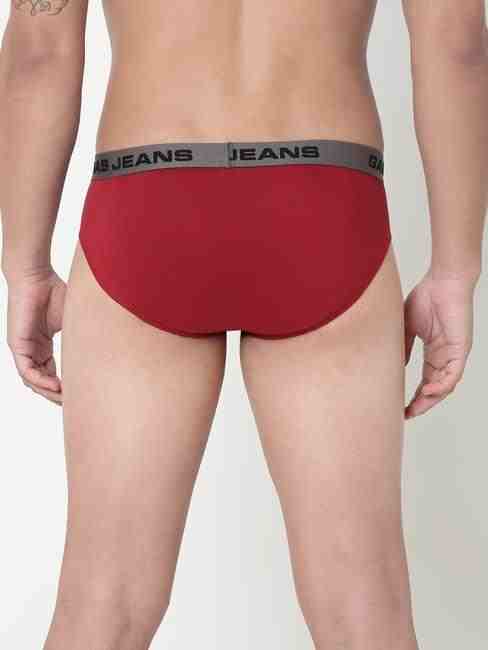 Men's Solid Classic Cotton Briefs - Red