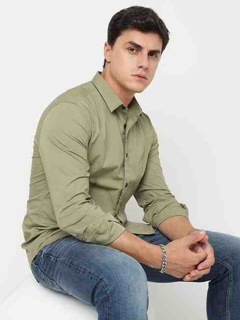 GAS | Slim Fit Solid Full Sleeve Shirt with Classic Collar