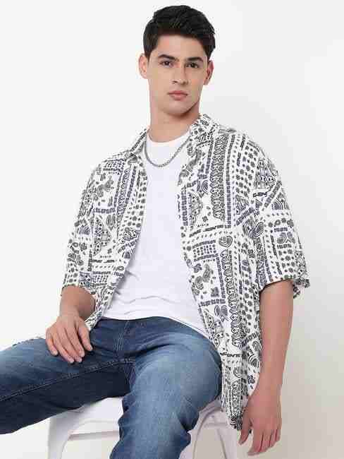 GAS | Boxy Fit All Over Printed Short Sleeve Shirt with Classic Collar