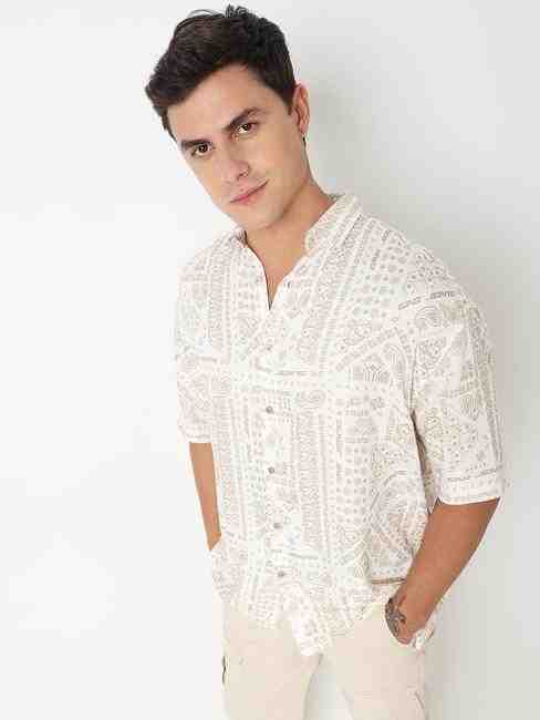 GAS | Boxy Fit All Over Printed Short Sleeve Shirt with Classic Collar