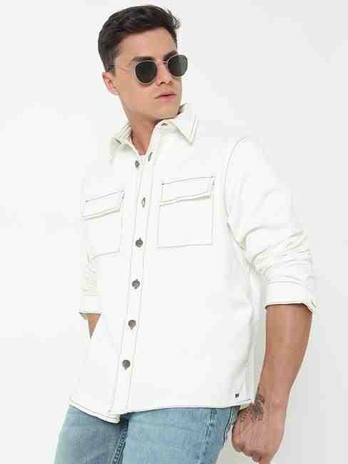 GAS | Shacket Solid Full Sleeve Shirt with Classic Collar