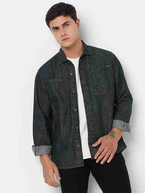GAS | Shacket Solid Full Sleeve Shirt with Classic Collar