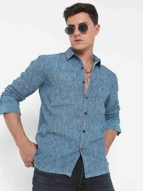 GAS | Regular Fit Solid Full Sleeve Shirt with Classic Collar