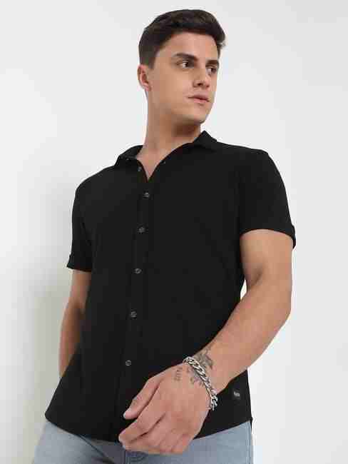 GAS | Slim Fit Solid Short Sleeve Shirt with Classic Collar