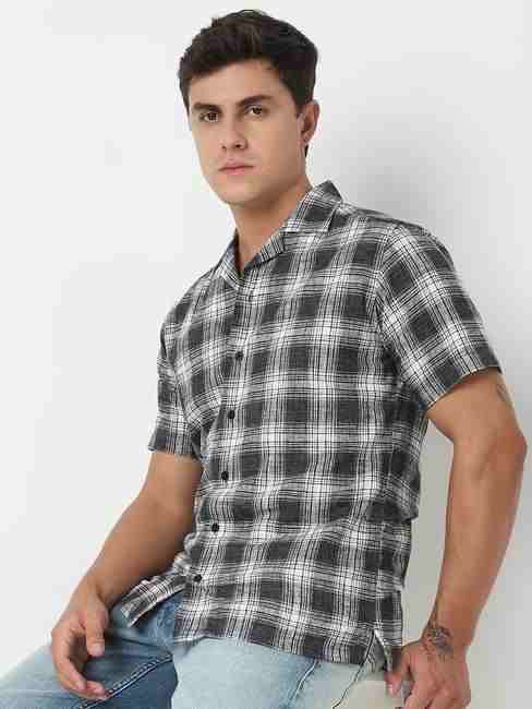GAS | Regular Fit Checks Half Sleeve Shirt with Resort Collar