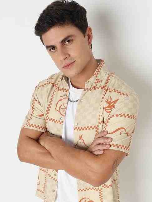 GAS | Regular Fit All Over Printed Short Sleeve Shirt with Classic Collar