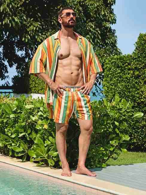 GAS | Boxy Fit Striped Short Sleeve Shirt with Resort Collar