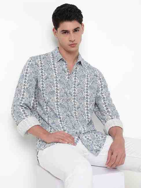 GAS | Regular Fit All Over Printed Full Sleeve Shirt with Classic Collar