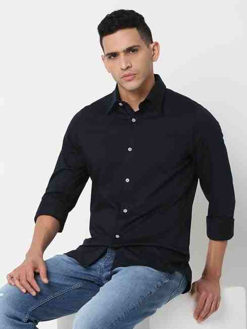 GAS | Slim Fit Solid Full Sleeve Shirt with Classic Collar