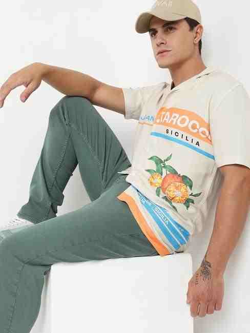 GAS | Regular Fit Placement Print Short Sleeve Shirt with Classic Collar