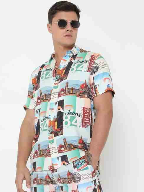 GAS | Regular Fit All Over Printed Short Sleeve Shirt with Classic Collar