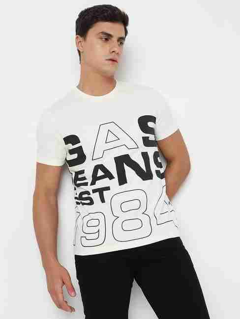 GAS | Regular Fit Placement Print Round Neck T-Shirt with Short Sleeve