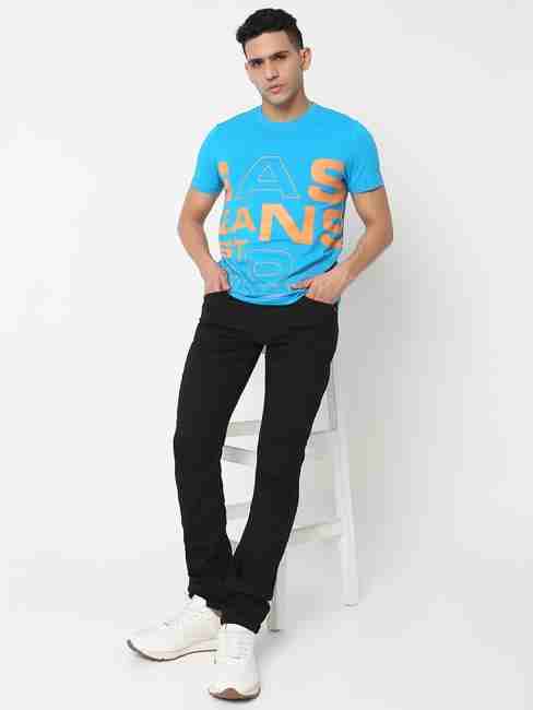 GAS | Regular Fit Placement Print Round Neck T-Shirt with Short Sleeve