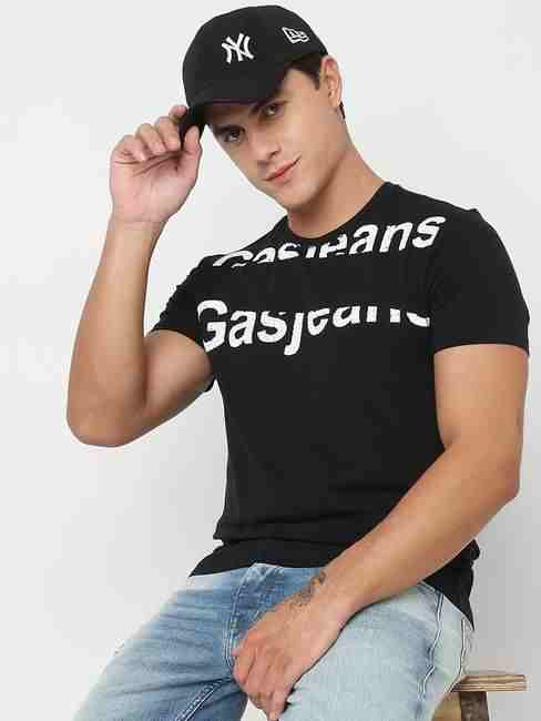 GAS | Regular Fit Placement Print Round Neck T-Shirt with Short Sleeve