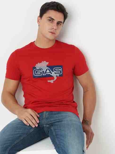 GAS | Regular Fit Printed Round Neck T-Shirt with Short Sleeve