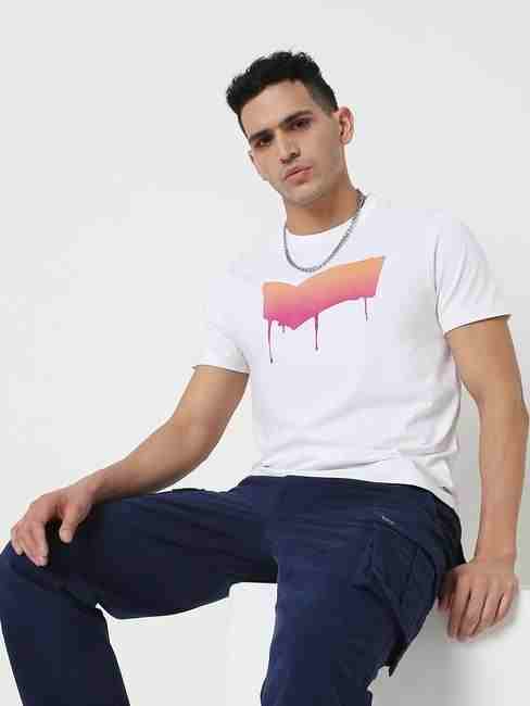 GAS | Regular Fit Printed Round Neck T-Shirt with Short Sleeve