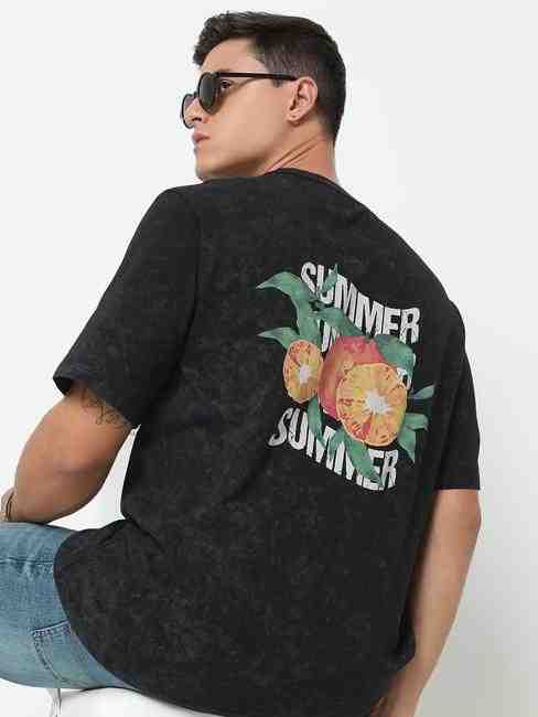 GAS | Boxy Fit Printed Round Neck T-Shirt with Short Sleeve
