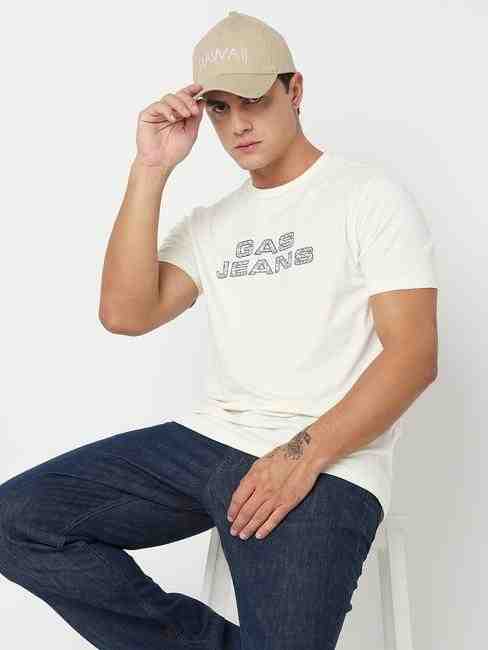 GAS | Regular Fit Printed Round Neck T-Shirt with Short Sleeve