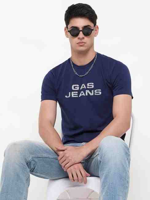 GAS | Regular Fit Printed Round Neck T-Shirt with Short Sleeve
