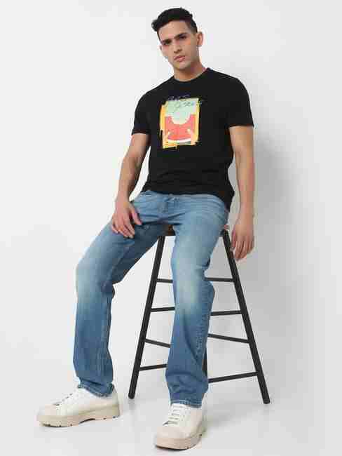 GAS | Regular Fit Graphic Round Neck T-Shirt with Short Sleeve