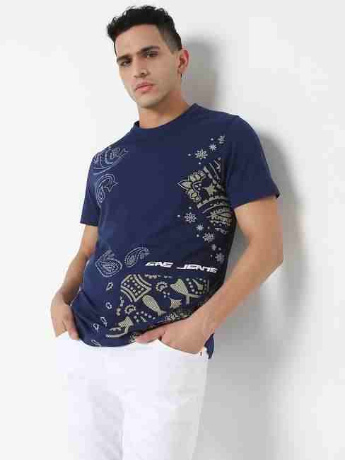 GAS | Regular Fit All Over Printed Round Neck T-Shirt with Short Sleeve
