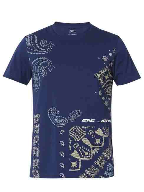 Regular Fit All Over Printed Round Neck T-Shirt with Short Sleeve