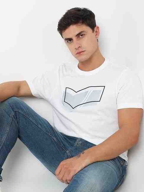 GAS | Regular Fit Printed Round Neck T-Shirt with Short Sleeve
