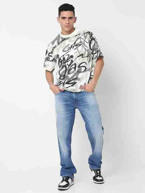 GAS | Boxy Fit All Over Printed Round Neck T-Shirt with Short Sleeve