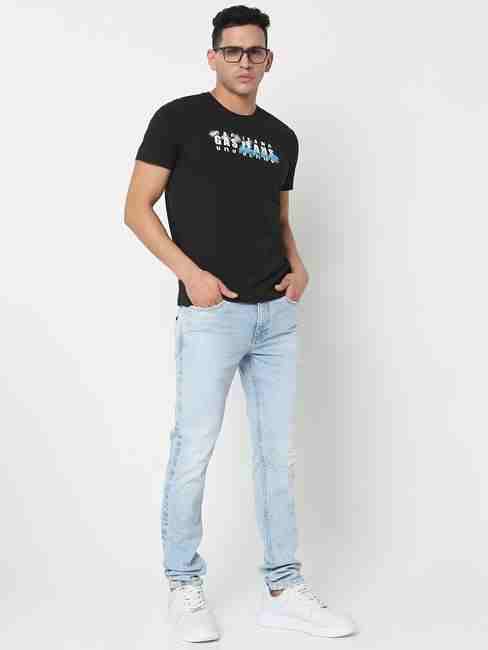 GAS | Regular Fit Printed Round Neck T-Shirt with Short Sleeve