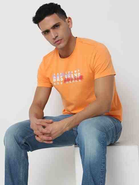 GAS | Regular Fit Printed Round Neck T-Shirt with Short Sleeve