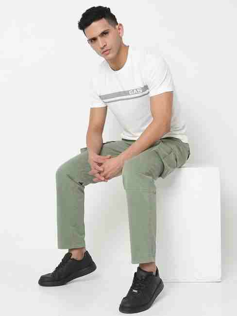 GAS | Regular Fit Placement Print Round Neck T-Shirt with Short Sleeve
