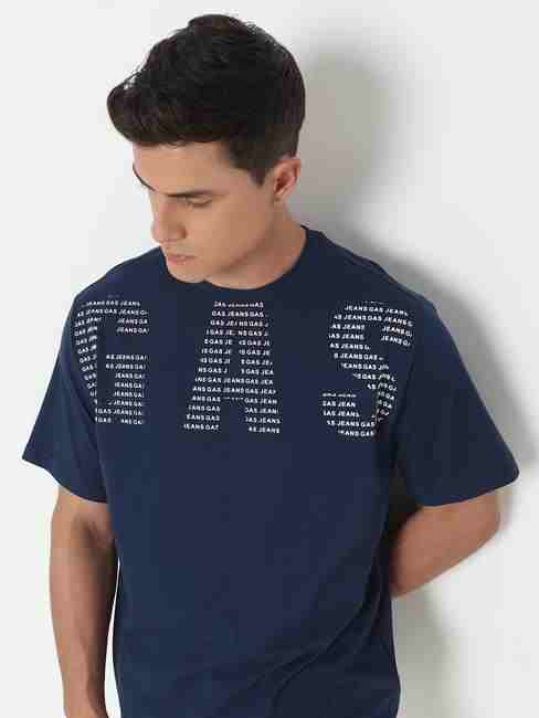 GAS | Boxy Fit Placement Print Round Neck T-Shirt with Short Sleeve