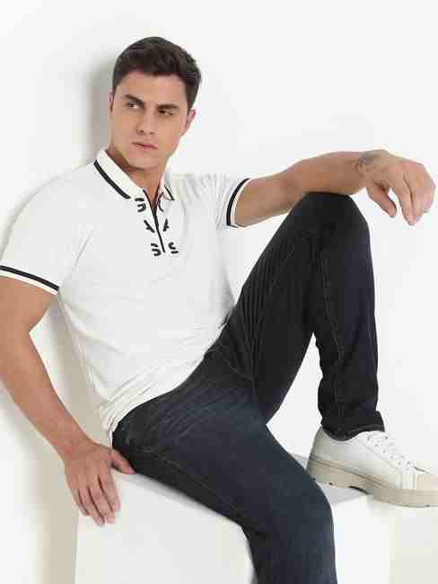 GAS | Regular Fit Placement Print Polo T-Shirt with Short Sleeve