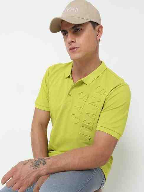 GAS | Regular Fit Embossed Polo T-Shirt with Short Sleeve