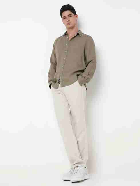 GAS | Straight Fit Solid Linen Cotton Trousers